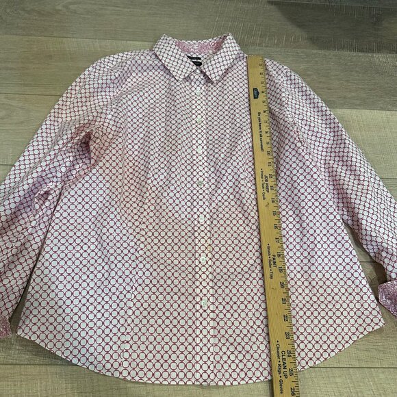 TALBOTS WOMENS WRINKLE RESISTANT FUSHIA PINK WHITE LONG SLEEVE BUTTON SHIRT 14 - Picture 4 of 8